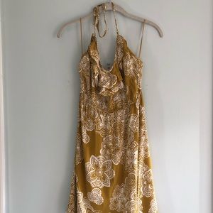 Yellow Floral Strappy Dress Elle Kohl’s Medium
